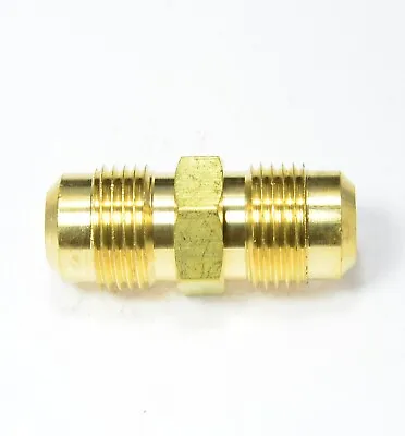 $7.69 • Buy 1/2 Male Flare Straight Union Sae 45 Coupling Brass Fitting Propane Natural Gas