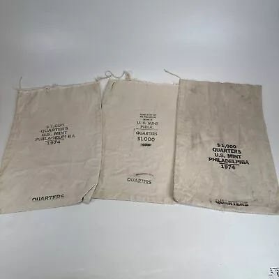 Vintage U. S. Mint Philadelphia 1974 1977 $1000 Quarters Bags Lot 3 *EMPTY* • $29.99