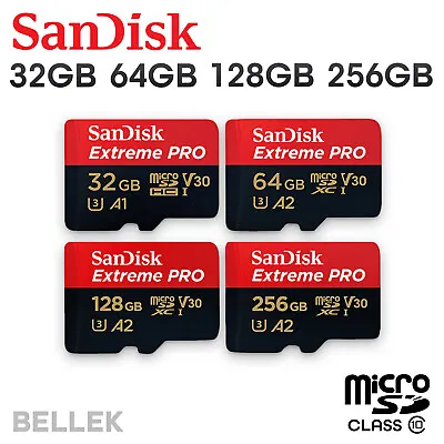 £24.99 • Buy SanDisk Micro SD Extreme Pro 32GB 64GB 128GB 256GB Class 10 Memory Card Adapter