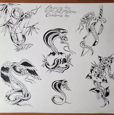 80's Mike Rollo Malone Traditional Vintage Production Tattoo Flash Sheet 11x14 • $69.99