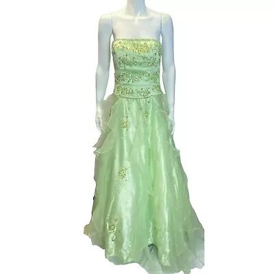 Vintage Alyce Designs Size XS Strapless Gown Prom Formal 90s Y2K Green Sequins • $112.49