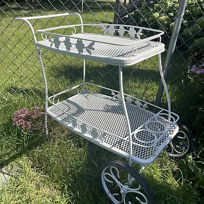Vtg Wheeled Metal Garden Flower Cart /Basket Outdoor Planter Removable Top Tray • $129