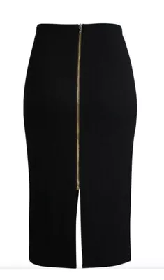 ROLAND MOURER Moka Vented Wool Pencil Skirt - Black - BNWT • $1016.91