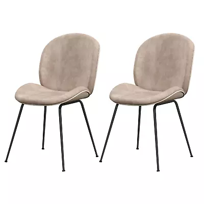 Set Of 2 Dining Chairs - Cozy Velvet Ergonomic Design Strong Metal Frame • £131.99