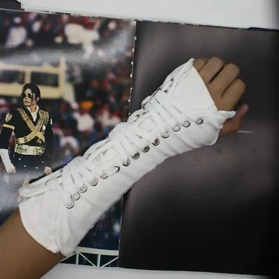 MJ Michael Jackson Collection Adjustable ArmBrace Glove White BAD Punk Dance • $15.99