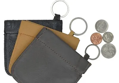 LEATHER Squeeze Facile Frame COIN CHANGE Pouch Purse Wallet Handmade NEW • $9.99