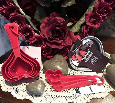 The Cellar Red Heart Measuring Cups & Spoons; Cuisinart Mini Heart Bake Set; New • $48.50