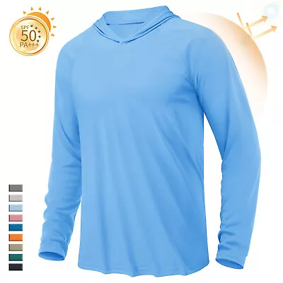 Men's Outdoor Sun Block T-Shirt UPF 50+ Skin Protection Hiking Sport Hoodie Tops • $16.98