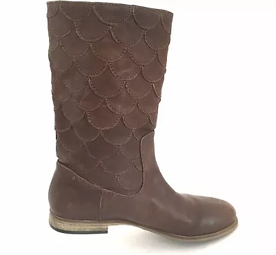 Lucky Brand Originals Good Luck Afina Leather Fish Scale Midcalf Boots Sz 6.5 • $19