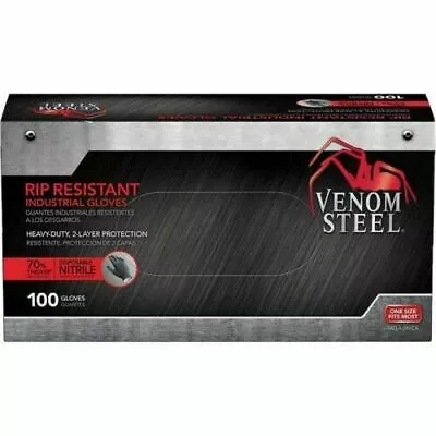 FREE SHIPPING! VENOM STEEL Nitrile Gloves Rip Resistant Size Fits Most 100 CT • $20.93