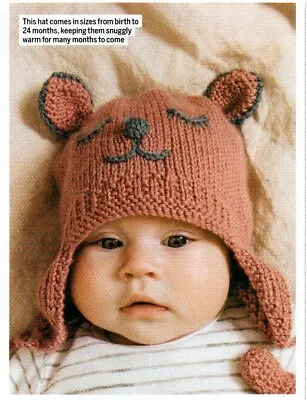 ~ Pull-Out Baby Knitting Pattern For Adorable Teddy Bear Hat ~ Birth ~ 24 Months • £1.80