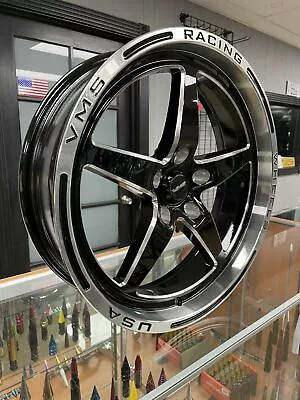 VMS Black Polished Lip 18x5 5x114.3 Drag Racing Wheel For Ford 05 19 Mustang • $299.95