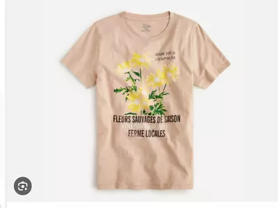 J. Crew Vintage Cotton  Fleurs Sauvages  T-shirt Tan Flowers Sz XS NWT $34 • $22.49