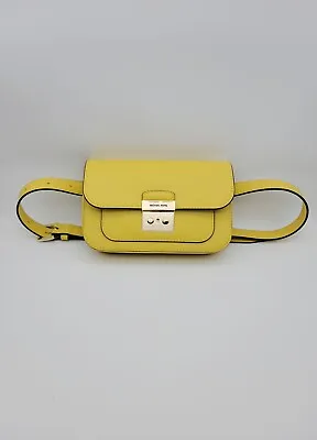 Michael Kors Sloan Editor Small Flap Belt Bag Sling Shoulder Daffodil Leather • $72.25