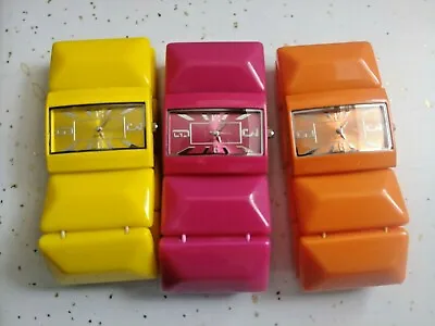 £72.79 • Buy 3x ACCUTIME POP MOD Watches JAPAN TANGERINE MAGENTA LEMON Stretch Bead Band 