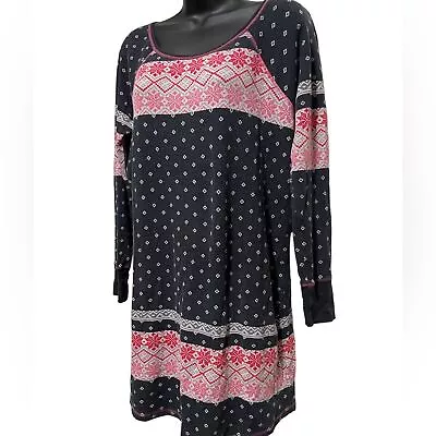 Victorias Secret Thermal Fireside Fair Isle Sleep Shirt Nightgown Womens Medium • $20.98