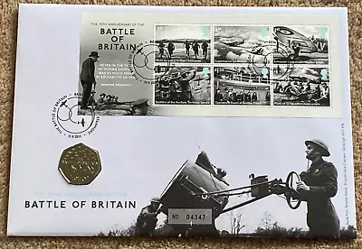 2015 Battle Of Britain ERROR NO DENOMINATION Fifty Pence 50p First Day Cover PNC • £22.50