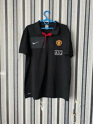 Vintage Manchester United Nike Polo T Shirt Jersey Black Size XXL - AIG NIKE FIT • $19