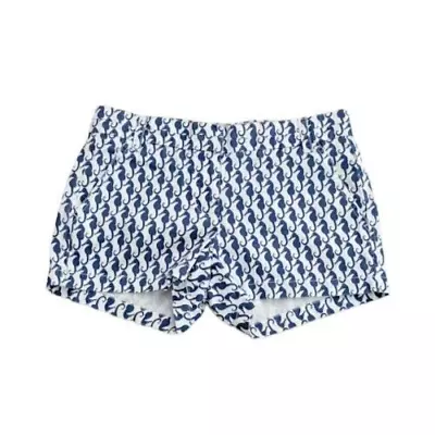 J. Crew Women Size 0 Chino Blue White Seahorse Nautical Low Rise Cotton Shorts • $15.26