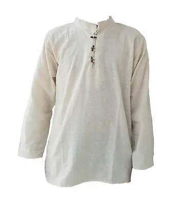 £15.99 • Buy Indian Grandad Ivory White Kurta Men's Long Sleeve Summer Beach Cotton Shirt 