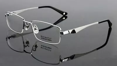  Pure Titanium Spectacles Half Rimless Glasses Optical Spring Eyeglass Frame Rx • £21.59