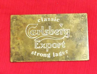 Vintage Brass Carlsberg Lager Pump Label Rectangular Drink Advertising • £15