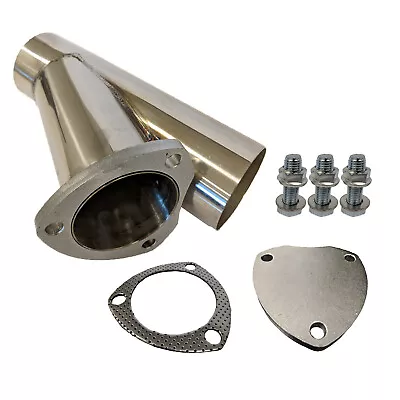 Proflow Exhaust 304 Stainless Steel Cut Out Y Pipe 2.5'' Cap Gasket & Bolts 10in • $82.10