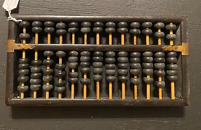 Vintage Miniature Brass Metal ABACUS Chinese Calculator Paperweight Desk Decor • $20