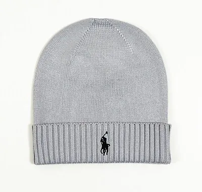 Ralph Lauren Polo Winter Beanie Unisex Hat Grey With Black Pony • £12.99