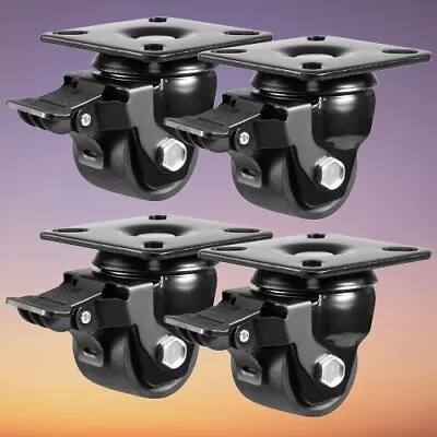 W B D WEIBIDA Metal 2-inch Plate Swivel Caster Wheels Set Of 4 Heavy Duty Black • $45.94