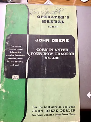 $14.99 • Buy John Deere CORN PLANTER FOUR ROW TRACTOR NO 490  Operators Manual OM-B2-856