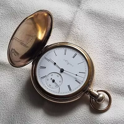 1897 Elgin Full Hunter 16S Pocket Watch In Keystone Gold Plated Case [Working] • £8.50