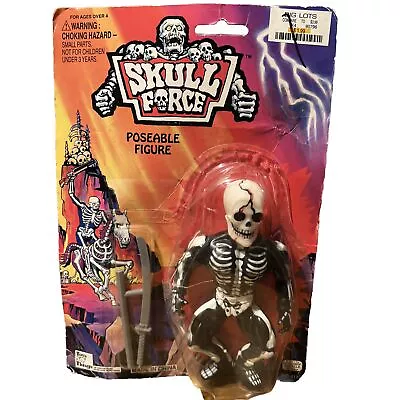 Vintage Skull Force Red Blood Skeleton Action Figure ON CARD MOTU Knockoff RARE! • $280