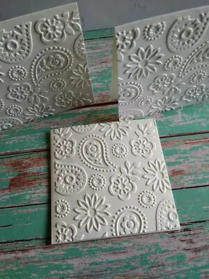 Mini Notecards 3  X 3  Embossed Paisley Pattern White With Envelopes Set Of 25 • $14.50