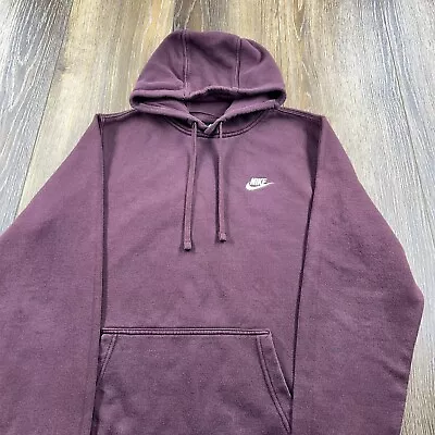 Vintage Nike Hoodie Mens L Maroon Sweatshirt Swoosh Embroidered Check Sweater • $29.96