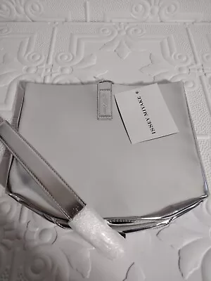 Issey Miyake Cosmetic Hand Bag Matallic Silver Medium Size Casual Bucket Style • $45.99