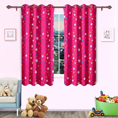 Luxury Glow In Dark Kids Bedroom Curtain Pair Panel Eyelet Ring Top Blackout • £19.94