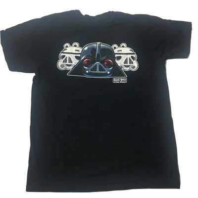 $8.97 • Buy Angry Birds Star Wars T-Shirt Black And White Darth Vader Pig And Troopers