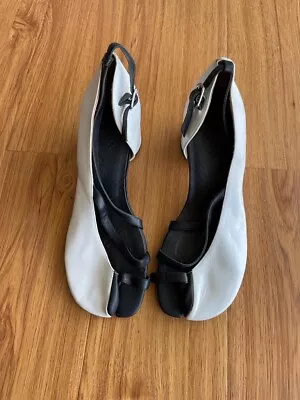 Maison Margiela Leather Ankle Sandals Pumps In White & Black Size 35 • $289