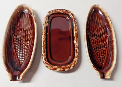 2 Vintage McCoy Brown Drip Corn Shaped Serving #7316 + Butter Dish Made In USA • $39