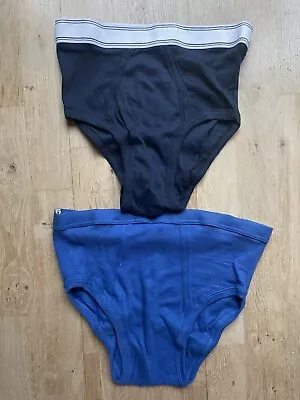 Retro 1980s Navy And Royal Blue Cotton Y Fronts Briefs  - X Large - New • £7