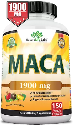 Organic Maca 1900 MG Per Serving 150 Vegan Capsules Peruvian Maca Root  • $17.99