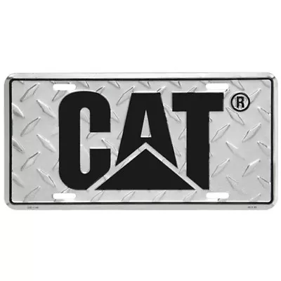 CAT Aluminum Diamond Plate License Tag With Black Logo Caterpillar Truck NEW • $16.95