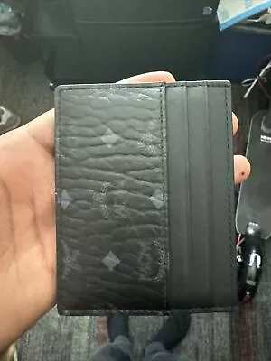 MCM Men's Black Mini Visetos Faux Leather Card Holder • $40