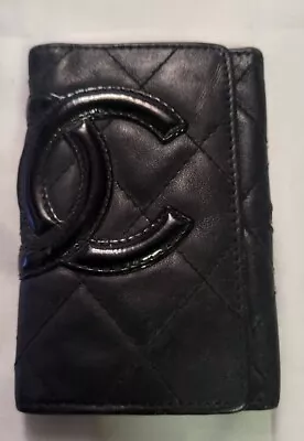 Auth Chanel Vintage Black Leather Cambon Key Holder Silver Hardware • $89