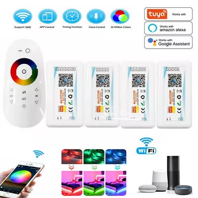 TUYA WiFi RF LED Strip Controller + 2.4G Touch Remote For 5050 RGB RGBW RGBCCT • $15.70