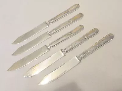 Wallace BLOSSOM 1910 5 Floral Motif Fruit Knives Plated Blades • $35.50