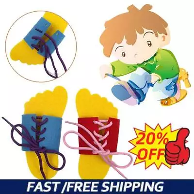 2x Kids Learn To Lace Tie Shoes Practice Lacing Learning FA Shoe Children's UK • £2.82