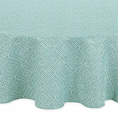 Diamond Trellis Indoor Outdoor 70  Round Tablecloth Turquoise Zip Umbrella Hole • $29.50