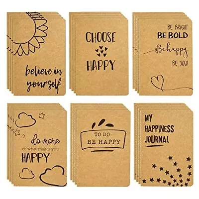 24 Pack Happinessthemed Journals Bulk Set Kraft Paper Notebooks With 80 Lined Pa • $29.27